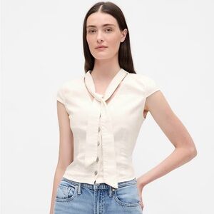 Elegant Front Tie Dark Wash Denim Women's Top